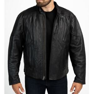 Vintage Hot Leathers Black Vented Motorcycle Jacket Men’s 48